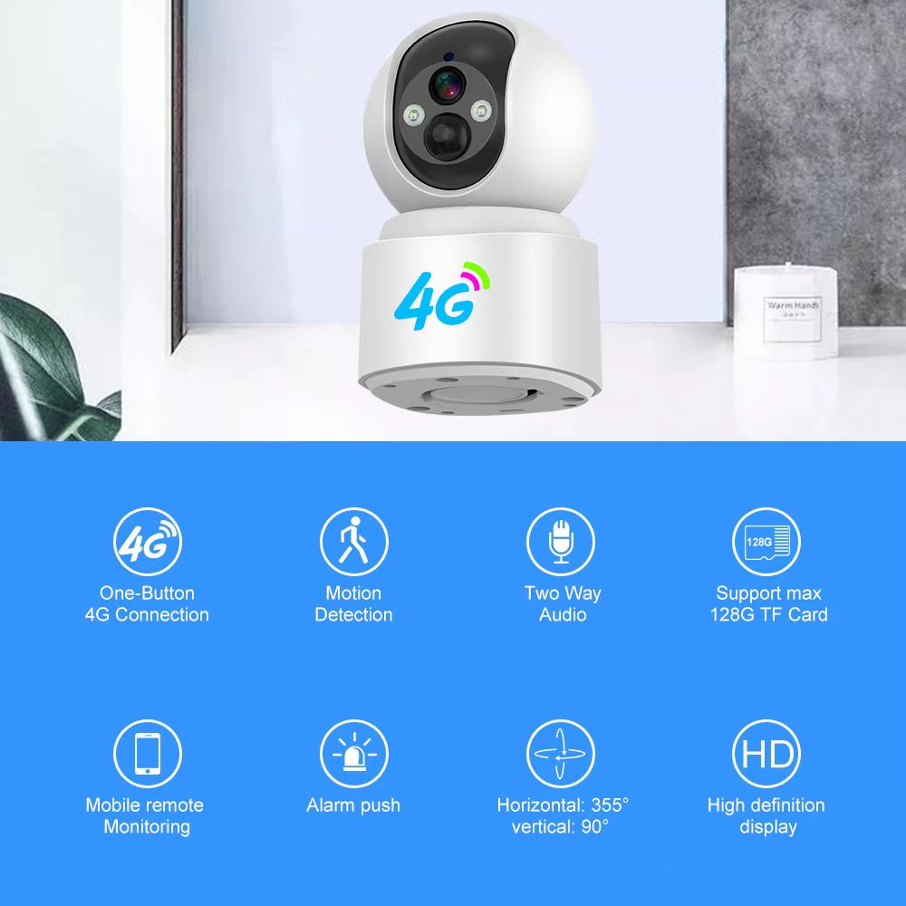 كاميرا مراقبة لاسلكية CRONY VQ001-4G 4G خارجية داخلية مع كشف حركة PIR رؤية ليلية صوت ثنائي الاتجاه كاميرا مراقبة بدقة 1296P للأمن المنزلي