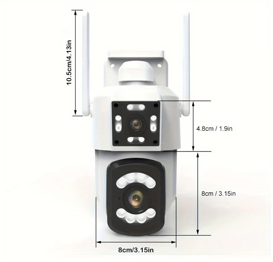 كاميرا مراقبة ثنائية العدسة CRONY A3 واي فاي 4K خارجية داخلية كشف حركة بالذكاء الاصطناعي رؤية ليلية ملونة صوت ثنائي الاتجاه مقاومة للماء كاميرا مراقبة PTZ بزاوية 360° مع ضوء LED بالأشعة تحت الحمراء لتطبيق ICAM365 المنزلي