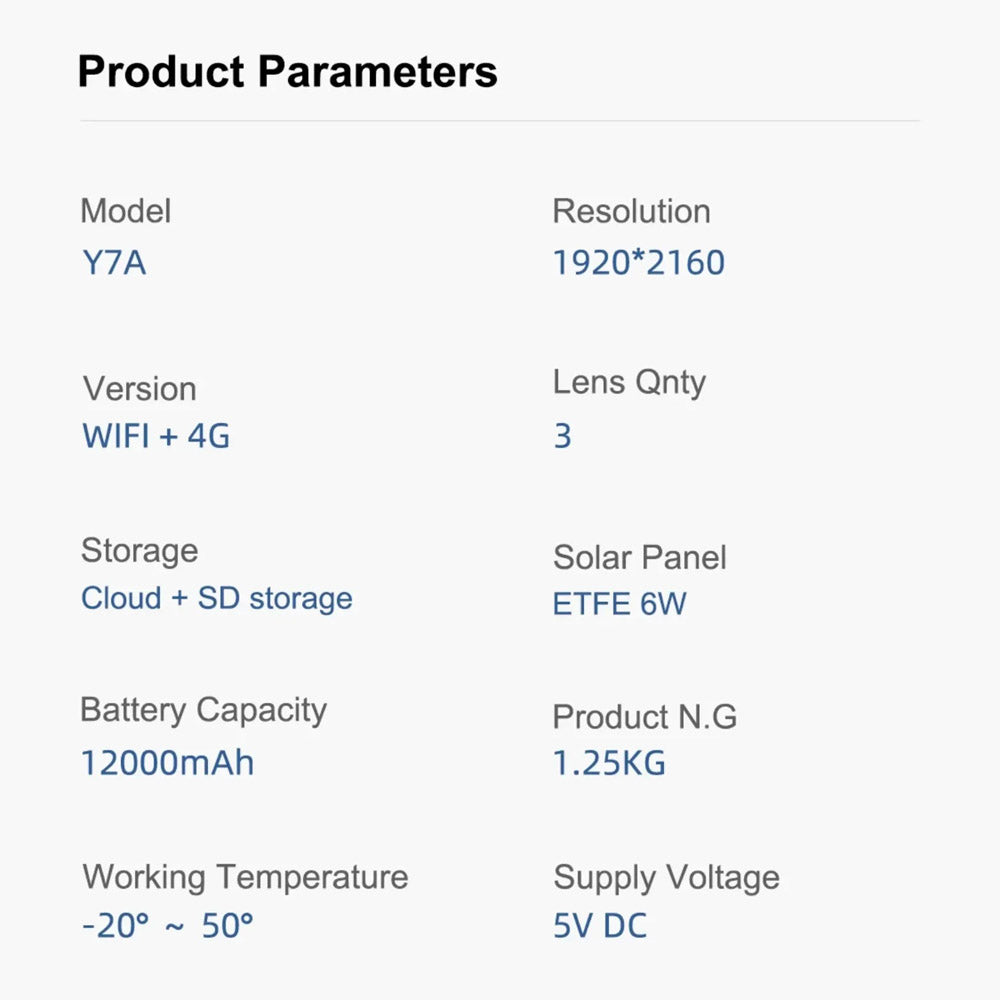 كاميرا مراقبة CRONY Y7A 4G-WiFi-4K-8MP(10X) بعدسة ثلاثية شمسية مع لوحة شمسية 9 واط