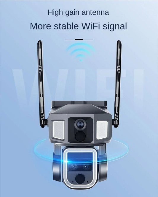 كاميرا مراقبة CRONY Y7A 4G-WiFi-4K-8MP(10X) بعدسة ثلاثية شمسية مع لوحة شمسية 9 واط