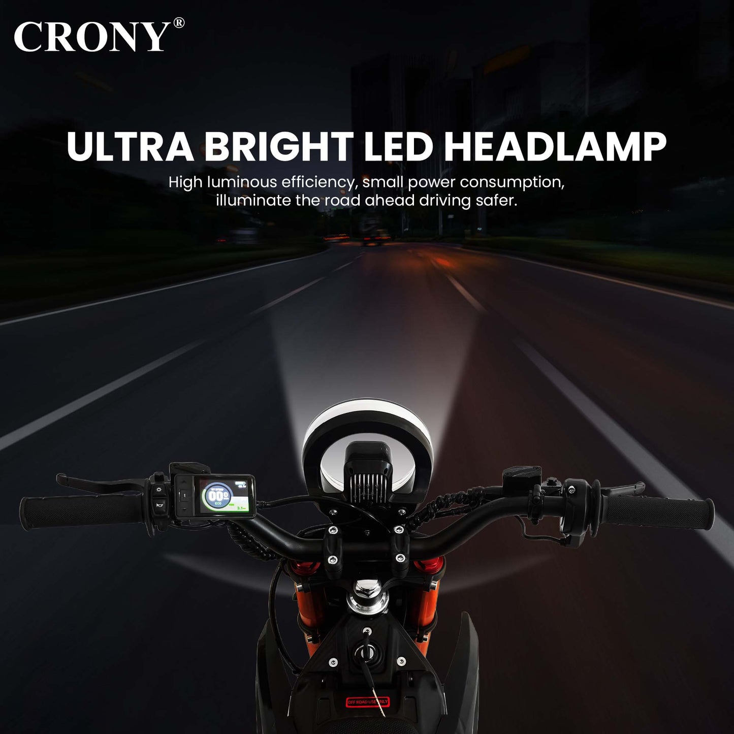 CRONY-09 Electric Dirt Bike 350W Motor, 36V 12Ah Battery, 14 Inch Off-Road Tires, Up to 36KM/H Speed, LCD Display, LED Headlight, Bluetooth Speaker, Electric Motorcycle for Outdoor Riding, Durable Design, 1 Year Motor Warranty
