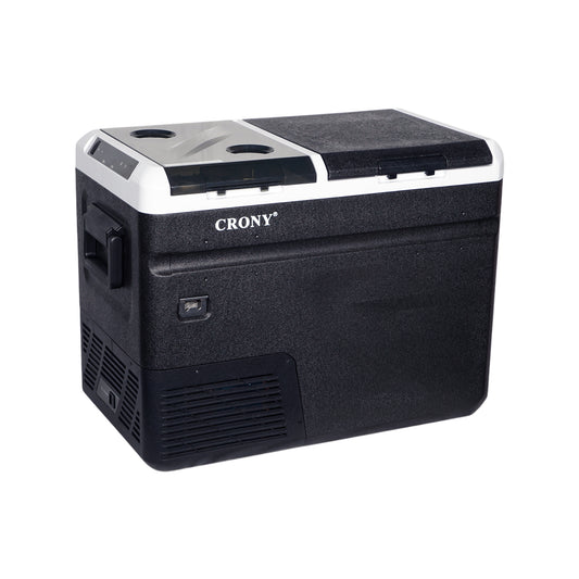 ثلاجة منزلية وسيارة CRONY IC36 بسعة 36 لتر مع ماكينة ثلج، فتاحة زجاجات، حامل أكواب، وحماية بطارية السيارة