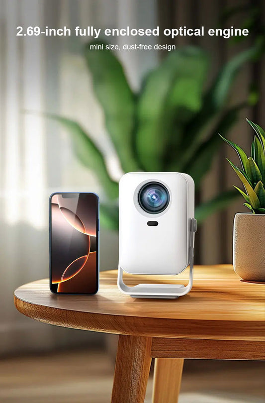 جهاز عرض CRONY IMC600 مع قلم لمس، جهاز عرض صغير بشاشة LCD بحجم 2.69 بوصة ومحرك بصري مغلق بالكامل، جهاز عرض ذكي للسينما المنزلية