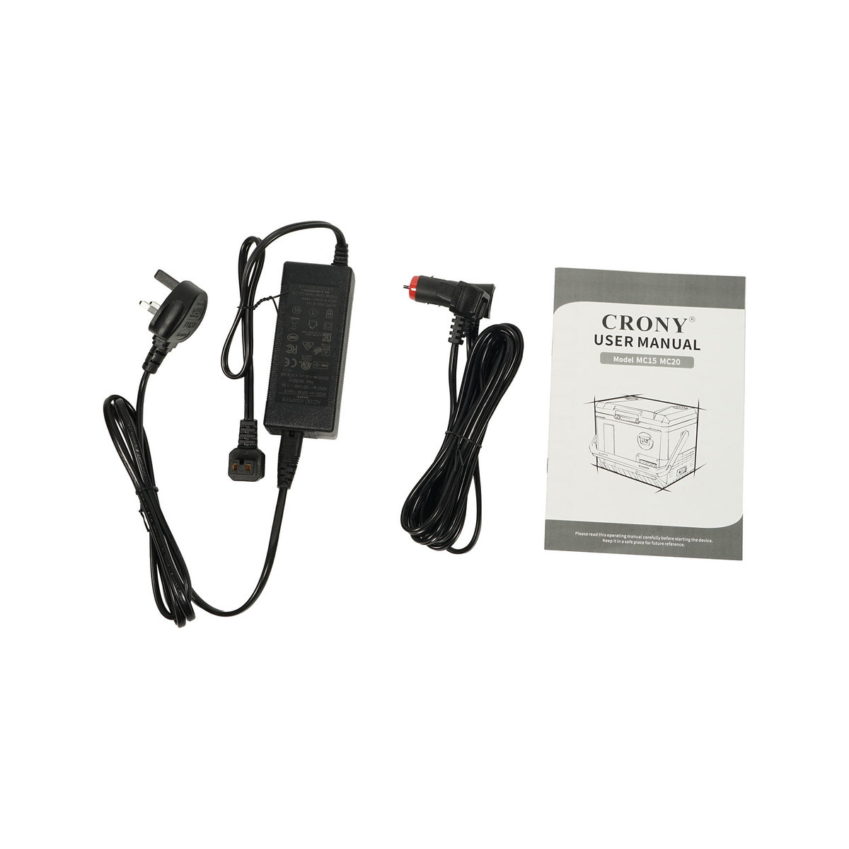 ثلاجة سيارة CRONY MC15 بسعة 15 لتر/تيار مستمر/تيار متردد شاشة LED فتحات تثبيت الحبال