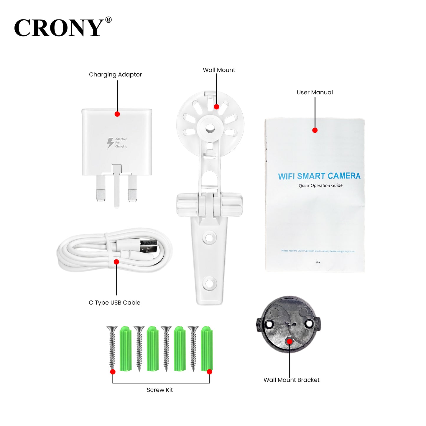 كاميرا أمان CRONY PT340A-PW-4MP-WiFi خارجية داخلية واي فاي IP68 مقاومة للماء كاميرا مراقبة مع كشف الحركة تتبع الإنسان رؤية ليلية ملونة كاملة 1080P كاميرا لاسلكية لأمن المنزل