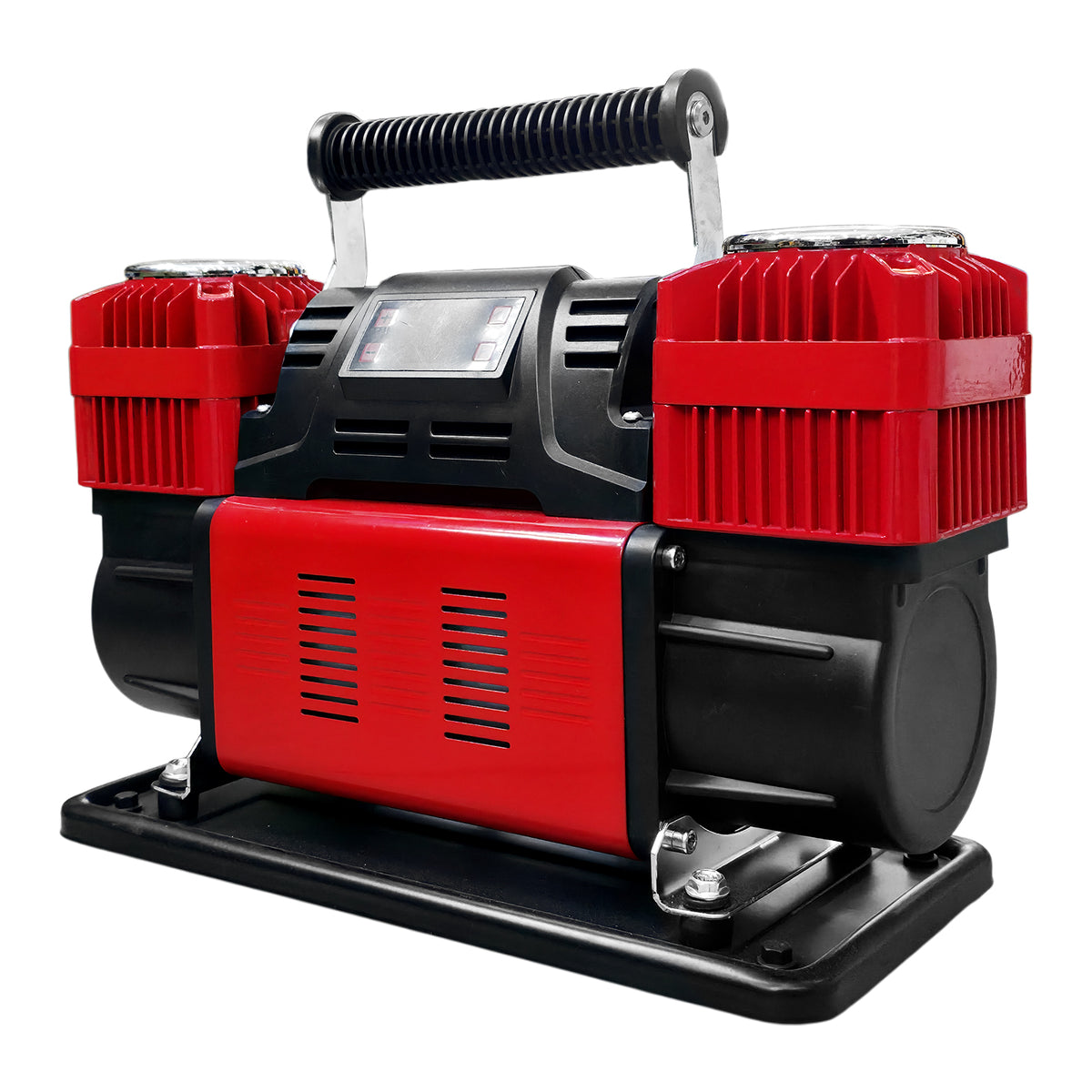 CRONY 12V Heavy-Duty Dual Cylinder Air Compressor, 150 PSI Portable Air Pump, 300 L/min Air Flow, 60mm × 2 Cylinders, Digital Pressure Gauge, Auto-Stop Function, Overload & Over-Temperature Protection, 8m Rubber Air Hose