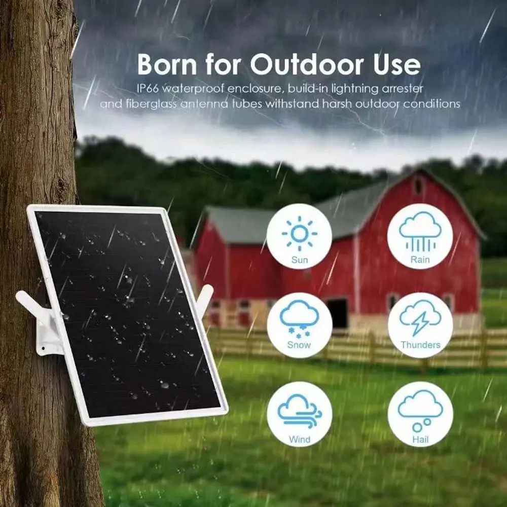 راوتر 4G يعمل بالطاقة الشمسية CRONY C&E-L8 نقطة اتصال واي فاي خارجية مقاومة للماء IP65 مع فتحة بطاقة SIM واي فاي 2.4 جيجاهرتز يدعم حتى 8 أجهزة منفذ RJ45 وصول إنترنت عن بُعد للتخييم والمراقبة والمزارع