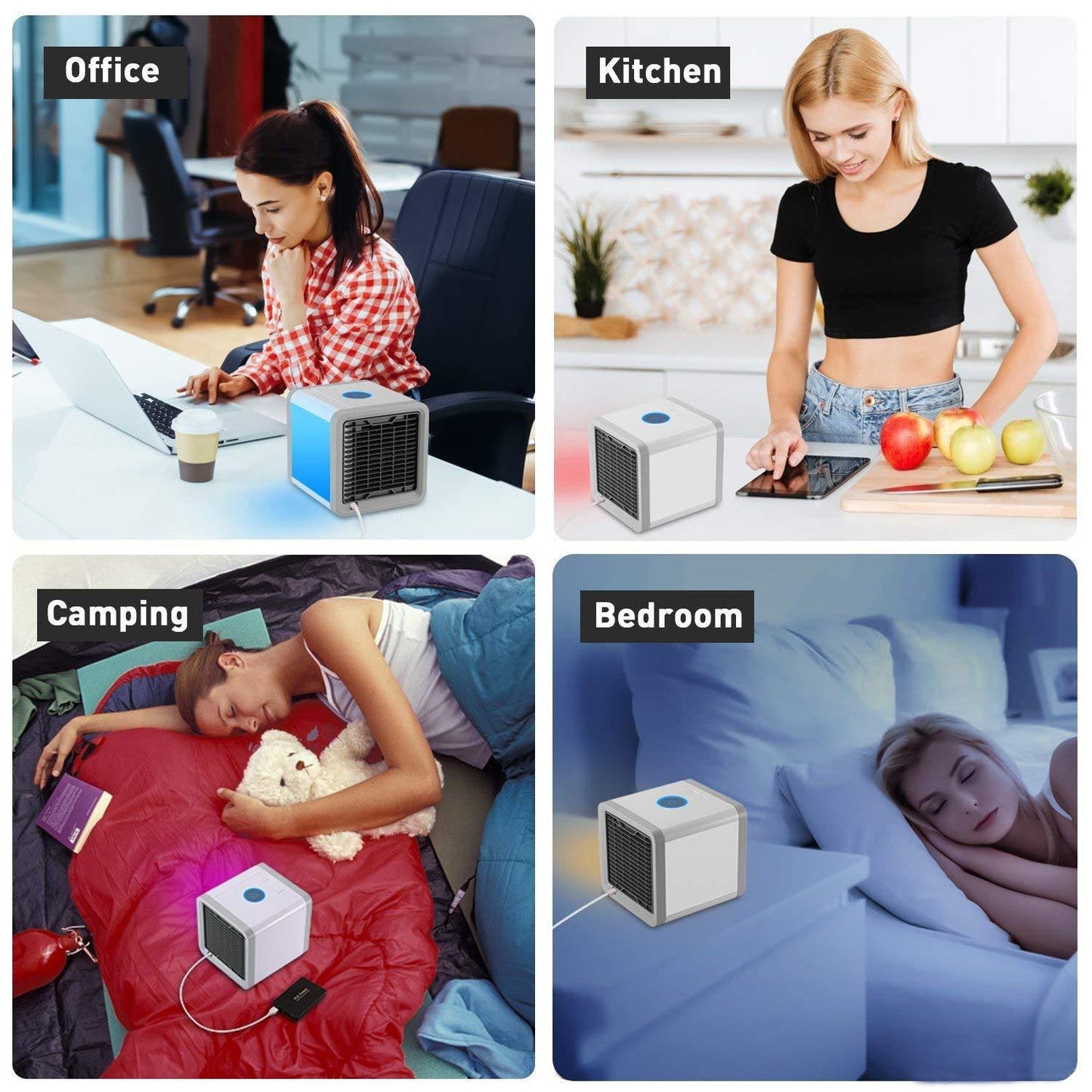 COMLIFE 3 in 1 Personal Space Air Cooler, Humidifier and Purifier, Desktop Air Conditioner Fan with 3 Speeds and 7 Colors LED Night Light