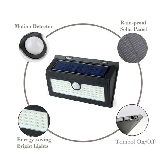 CRONY 2638A SH-52ALED Solar Powered LED Wall Light Solar Powered Solar Cell COB Wall Lamp - Edragonmall.com