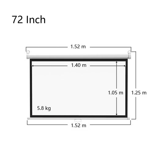 CRONY 72 Inch 4:3 Anti-Light Projection Screen Widescreen Projector Manual Pull Down Projection Screen - Edragonmall.com