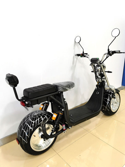 CRONY G-028 1500W Harley Electric Motorcycle Double Seat with double battery Rugged | Black spider - Edragonmall.com