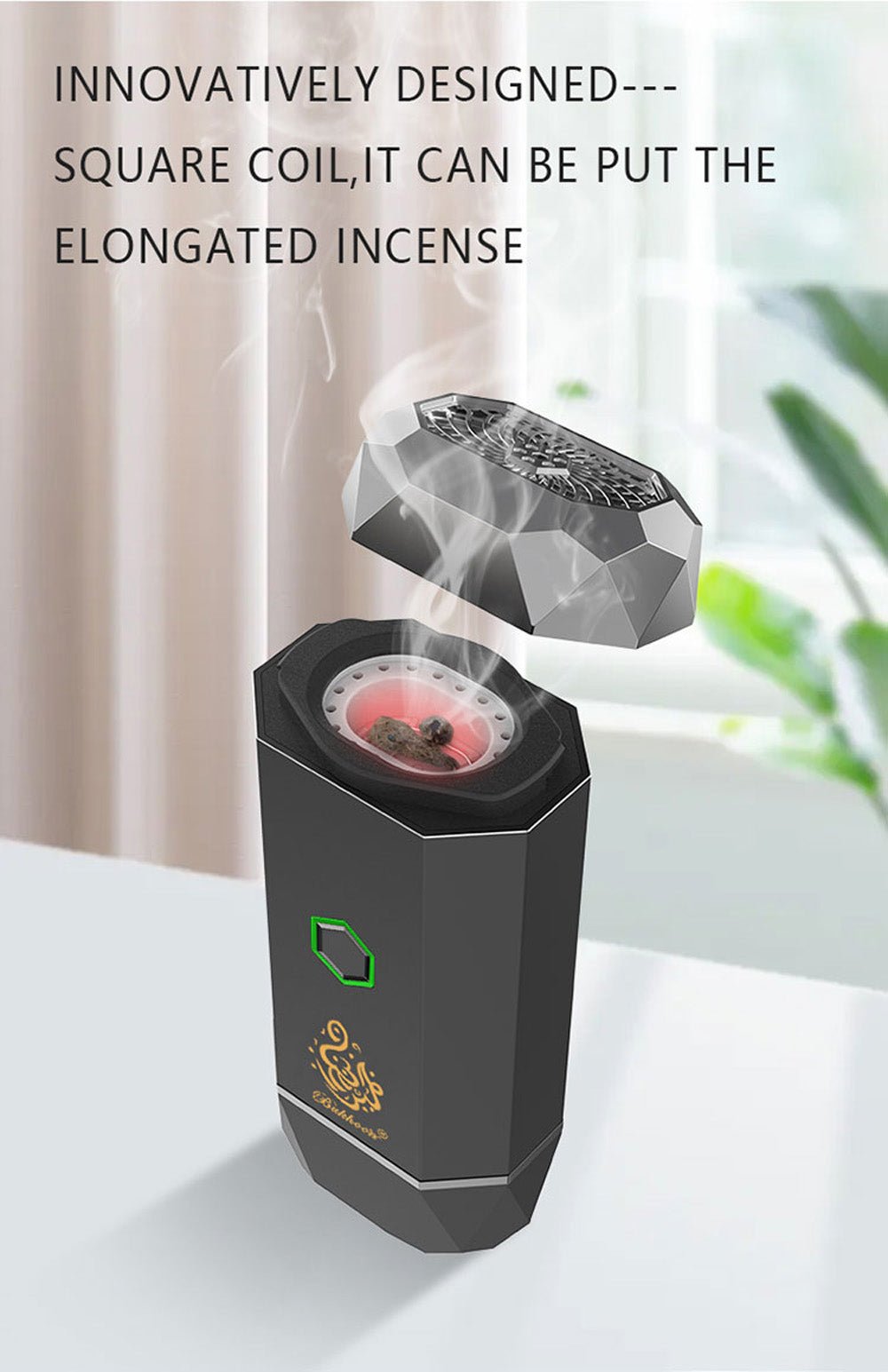CRONY Large B15 Portable Bukhoor Style Usb Type-C Power incense burner Bakhoor Portable Rechargeable Electric Incense Burner | green - Edragonmall.com