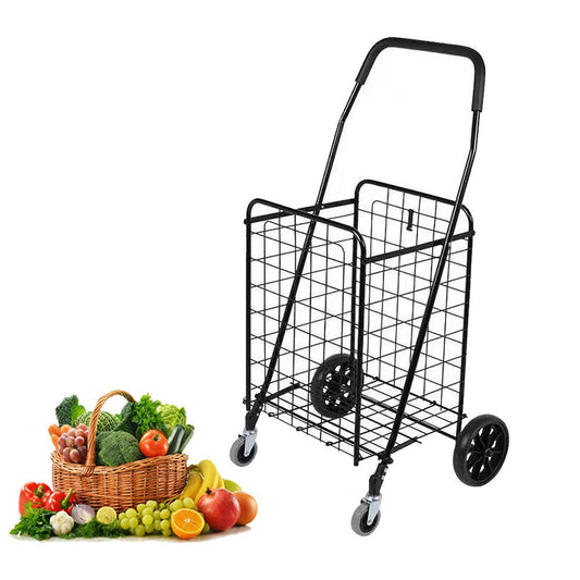 CRONY SC-106B Grocery Shopping Cart with Swivel Wheels, Folding Shopping Cart with Wide Cushion Handle - Edragonmall.com