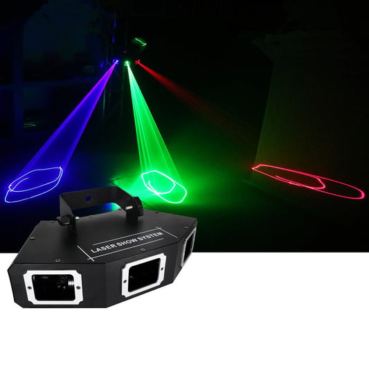 CRONY Sectorial 3 hole red green blue laser light Colorful Fan Beam Pattern Led Lights RGB Disco Laser Stage Lighting For Party - Edragonmall.com