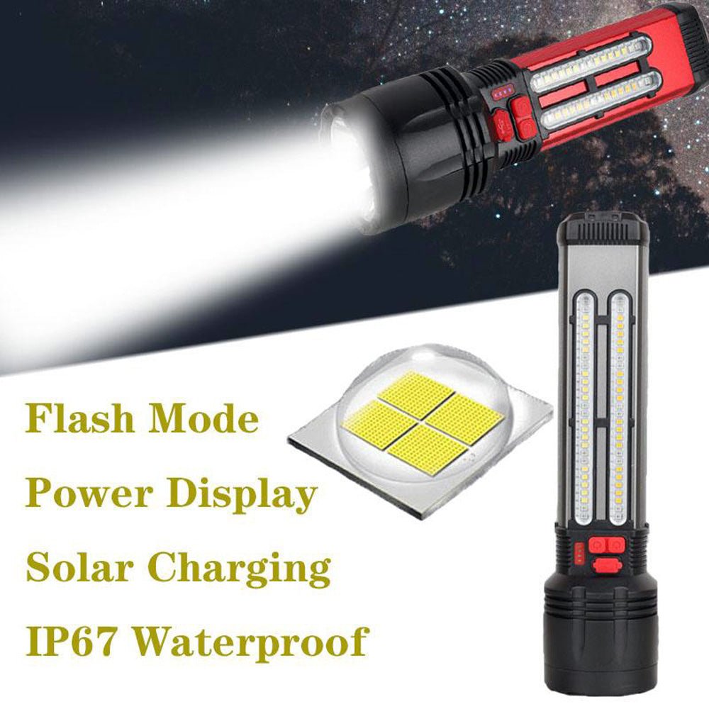 CRONY W5121A Solar Energy Flashlight for Home Type-C Rechargeable Strong Light P50 Super Bright Flashlight Super Battery Life - Edragonmall.com
