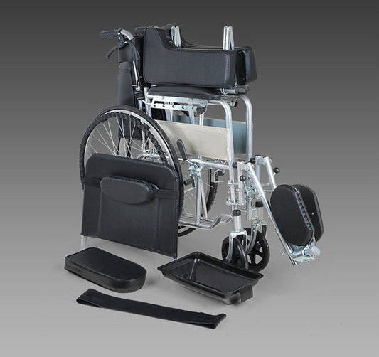CRONY XT-D-004 Hand-pushed semi-lying wheelchair With toilet Convenient four-brake wheelchair, multifunctional folding wheelchair - Edragonmall.com