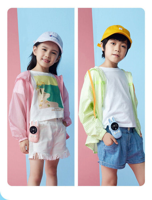 Rabbit Kids 0.5W walkie-talkie Walkie Talkies for Kids Bunny Pattern 22 Channels 3KM Range 2 Way Radio VOX Children with Backlit Flashlight 2 pcs - Edragonmall.com