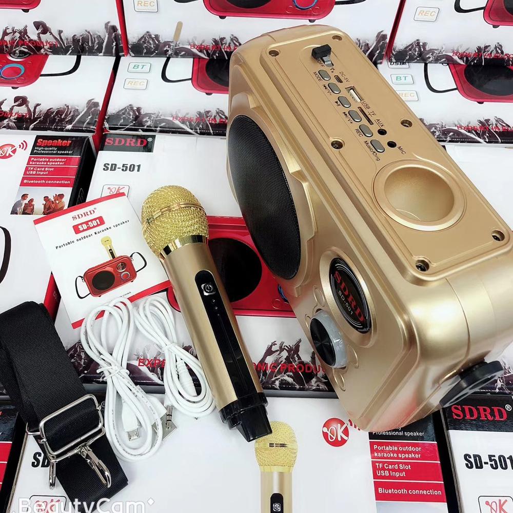 SDRD Sd-501 Home Speaker Microphone Integrated Single Sing Mobile Phone Karaoke | Gold - Edragonmall.com