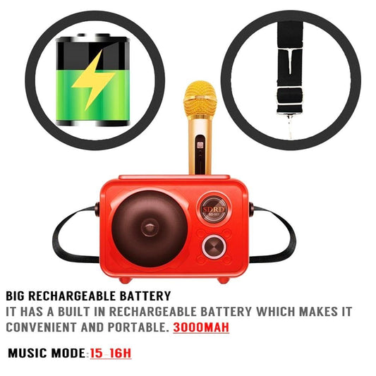 SDRD Sd-501 Home Speaker Microphone Integrated Single Sing Mobile Phone Karaoke | Red - Edragonmall.com