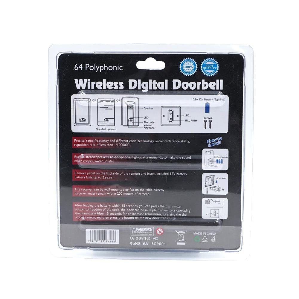 Wireless Digital Doorbell Loudly Doorbell Safety Doorbell Easy to Install -ZDL-2586 - Edragonmall.com