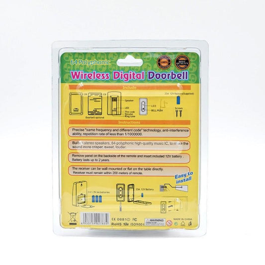 Wireless Digital Doorbell Loudly Doorbell Safety Doorbell Easy to Install ZDL-2783 - Edragonmall.com