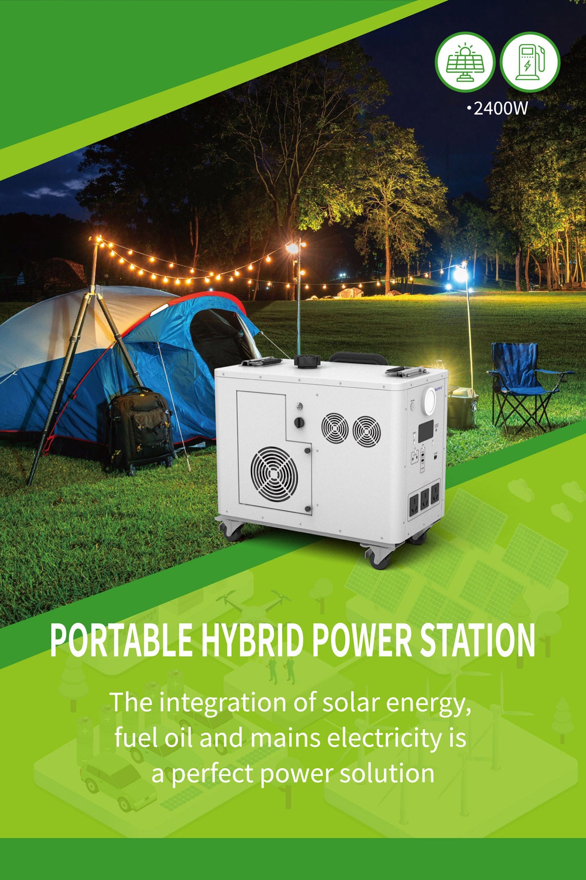 CRONY EB-S1500 2400W Gasoline storage battery With Trolley LiFePO4 Battery 550W Engine with AC DC USB Output for Home and Outdoor Use