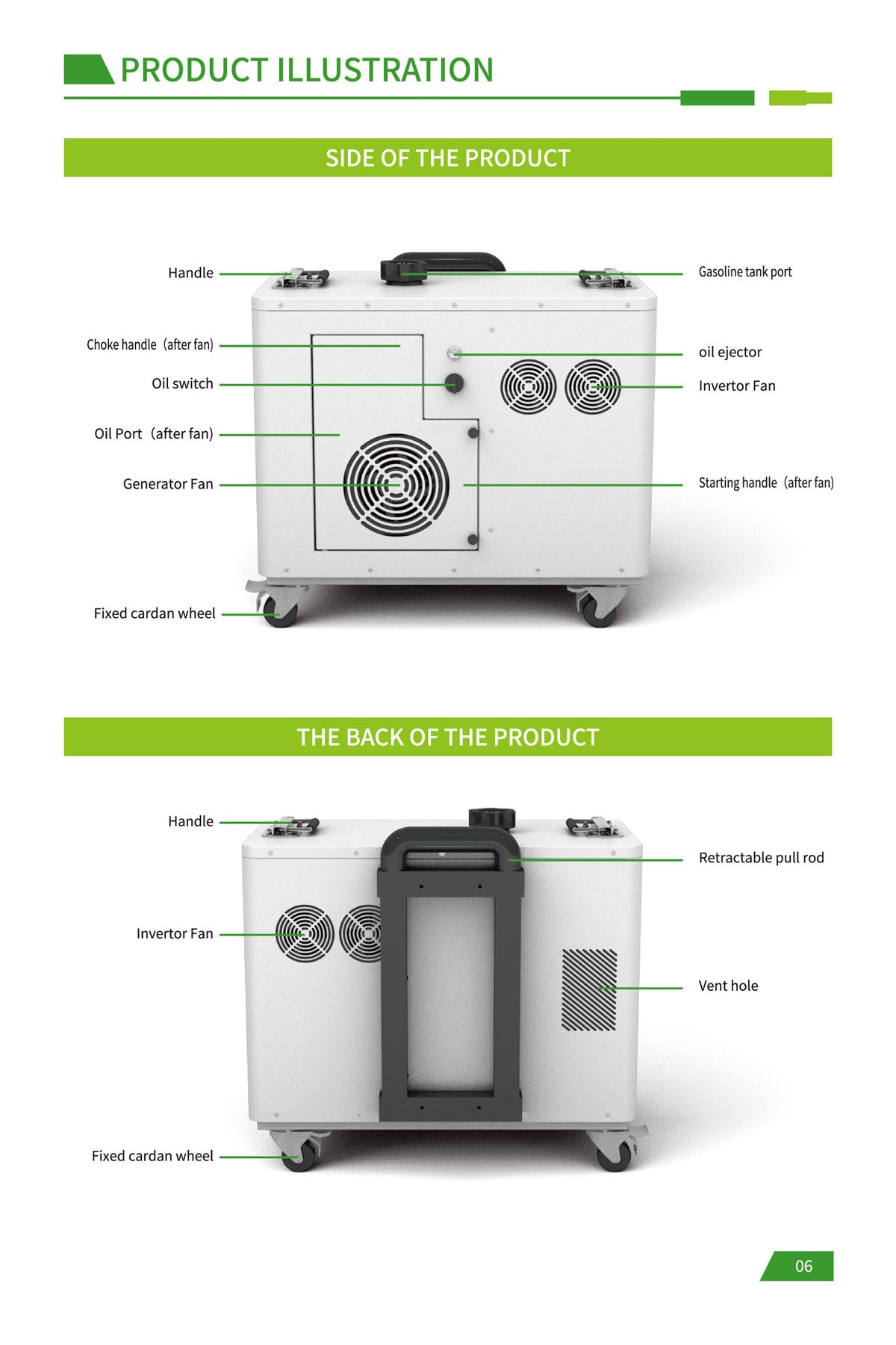 CRONY EB-S1500 2400W Gasoline storage battery With Trolley LiFePO4 Battery 550W Engine with AC DC USB Output for Home and Outdoor Use