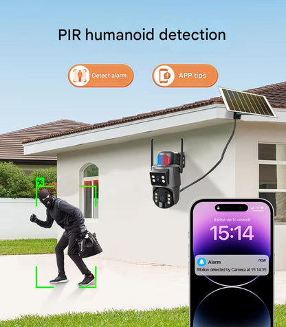 كاميرا أمان شمسية CRONY RBX-SD400 4G 6 ميجابكسل خارجية لاسلكية PTZ للمراقبة كشف بشري بالذكاء الاصطناعي رؤية ليلية ملونة دعم مقاومة للماء