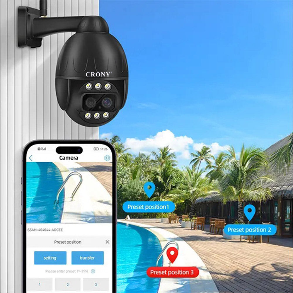كاميرا CRONY VST-DL26G-3IN1-4MP-10X 4G بعدستين 4K واي فاي/لان/4G GSM بان وتيلت وزوم كاميرا أمان ذكية