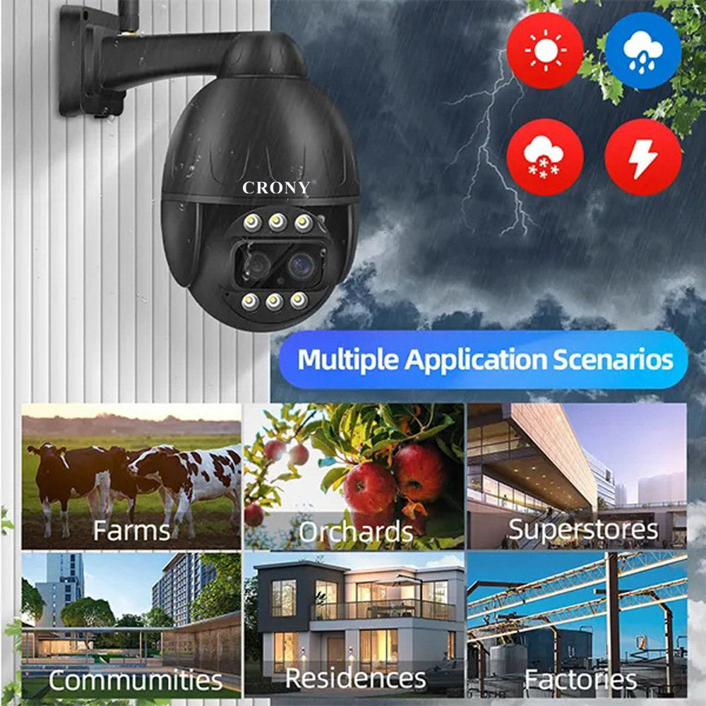 كاميرا CRONY VST-DL26G-3IN1-4MP-10X 4G بعدستين 4K واي فاي/لان/4G GSM بان وتيلت وزوم كاميرا أمان ذكية