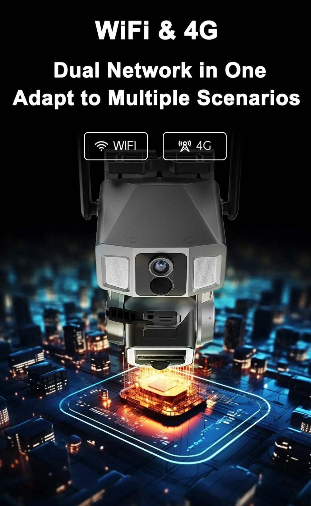 كاميرا مراقبة CRONY Y7A 4G-WiFi-4K-8MP(10X) بعدسة ثلاثية شمسية مع لوحة شمسية 9 واط