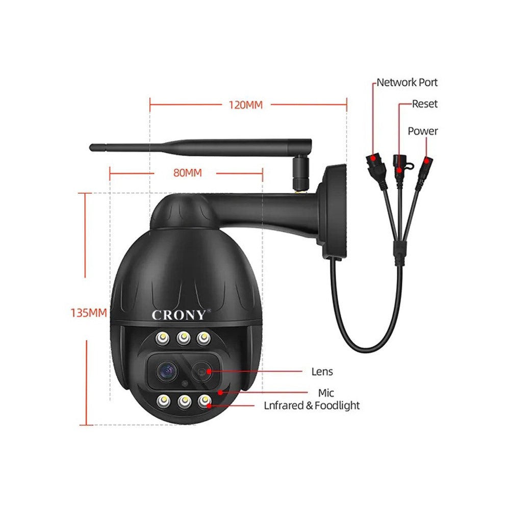 كاميرا CRONY VST-DL26G-3IN1-4MP-10X 4G بعدستين 4K واي فاي/لان/4G GSM بان وتيلت وزوم كاميرا أمان ذكية
