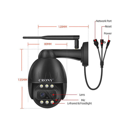 كاميرا CRONY VST-DL26G-3IN1-4MP-10X 4G بعدستين 4K واي فاي/لان/4G GSM بان وتيلت وزوم كاميرا أمان ذكية