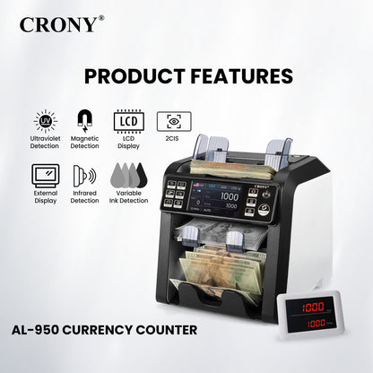 جهاز التحقق من الأوراق النقدية CRONY AL-950 لفرز النقود متعددة العملات وجهاز عد وفرز النقود المحمولة