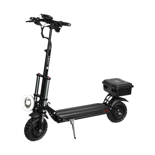The CRONY V18 is a high-performance electric scooter powered by dual 1500W motors, delivering strong acceleration and smooth riding with speeds up to 40 KM/H. Equipped with a 48V 18AH battery, it offers a travel range of 30–60 KM on a single charge.
