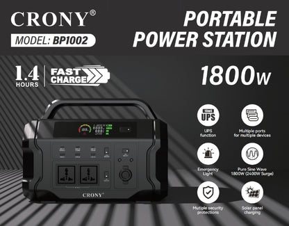 محطة طاقة محمولة CRONY CN1002-1800W تيار متردد 230 فولت