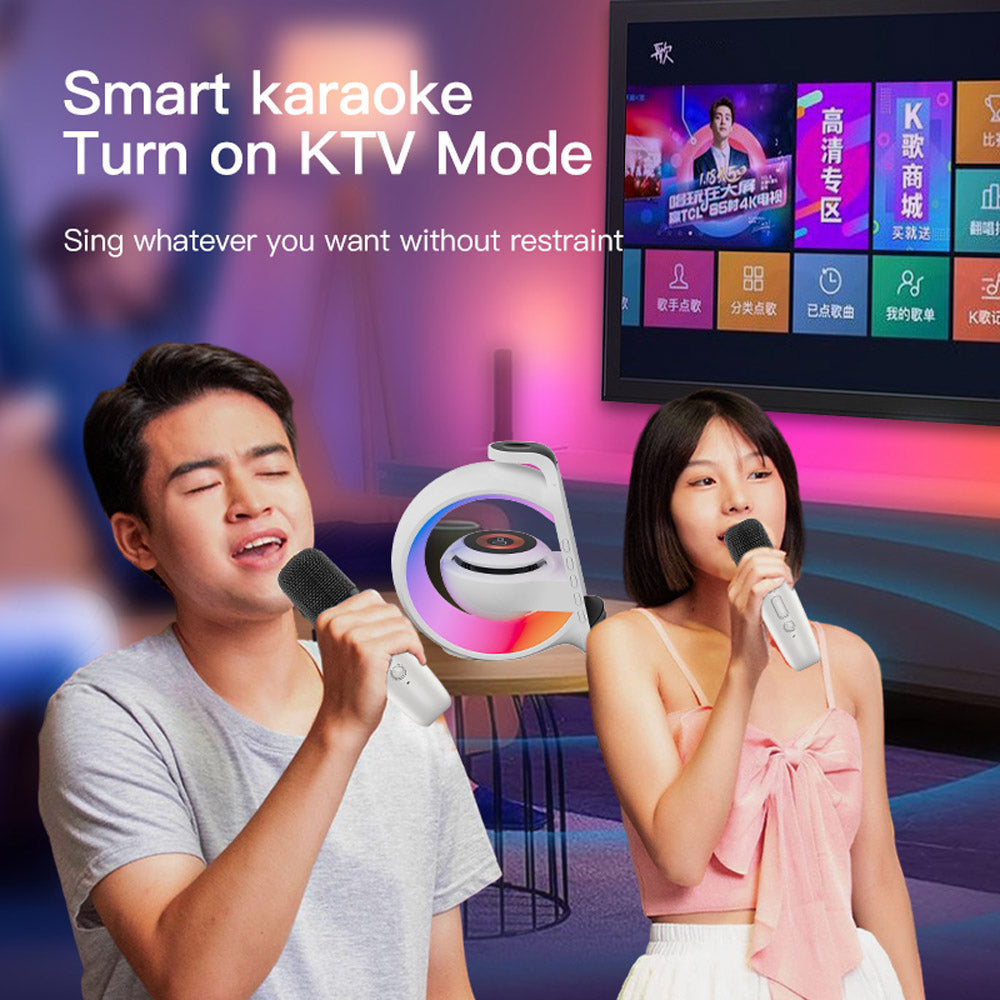 مصباح طاولة متعدد الوظائف مع مكبر صوت BT وميكروفون وساعة وشحن لاسلكي مصباح طاولة كبير G مع مكبر صوت بلوتوث وحزام قمح وساعة مع شحن لاسلكي متعدد الوظائف