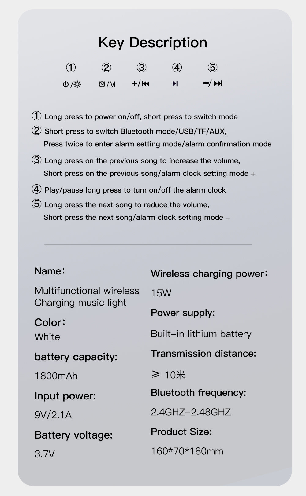 مصباح طاولة متعدد الوظائف مع مكبر صوت BT وميكروفون وساعة وشحن لاسلكي مصباح طاولة كبير G مع مكبر صوت بلوتوث وحزام قمح وساعة مع شحن لاسلكي متعدد الوظائف