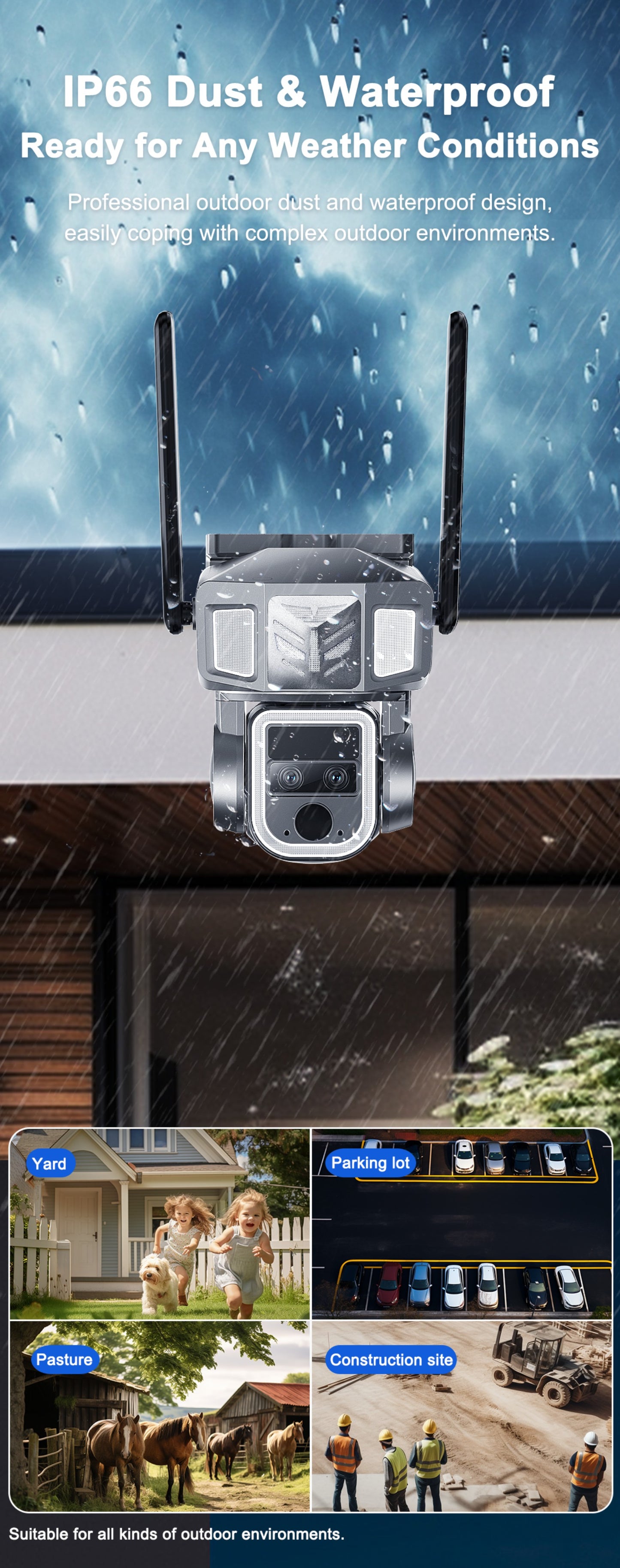 كروني Y7B 4G-4K-8MP كاميرا شمسية مزدوجة العدسة مع تكبير مستمر