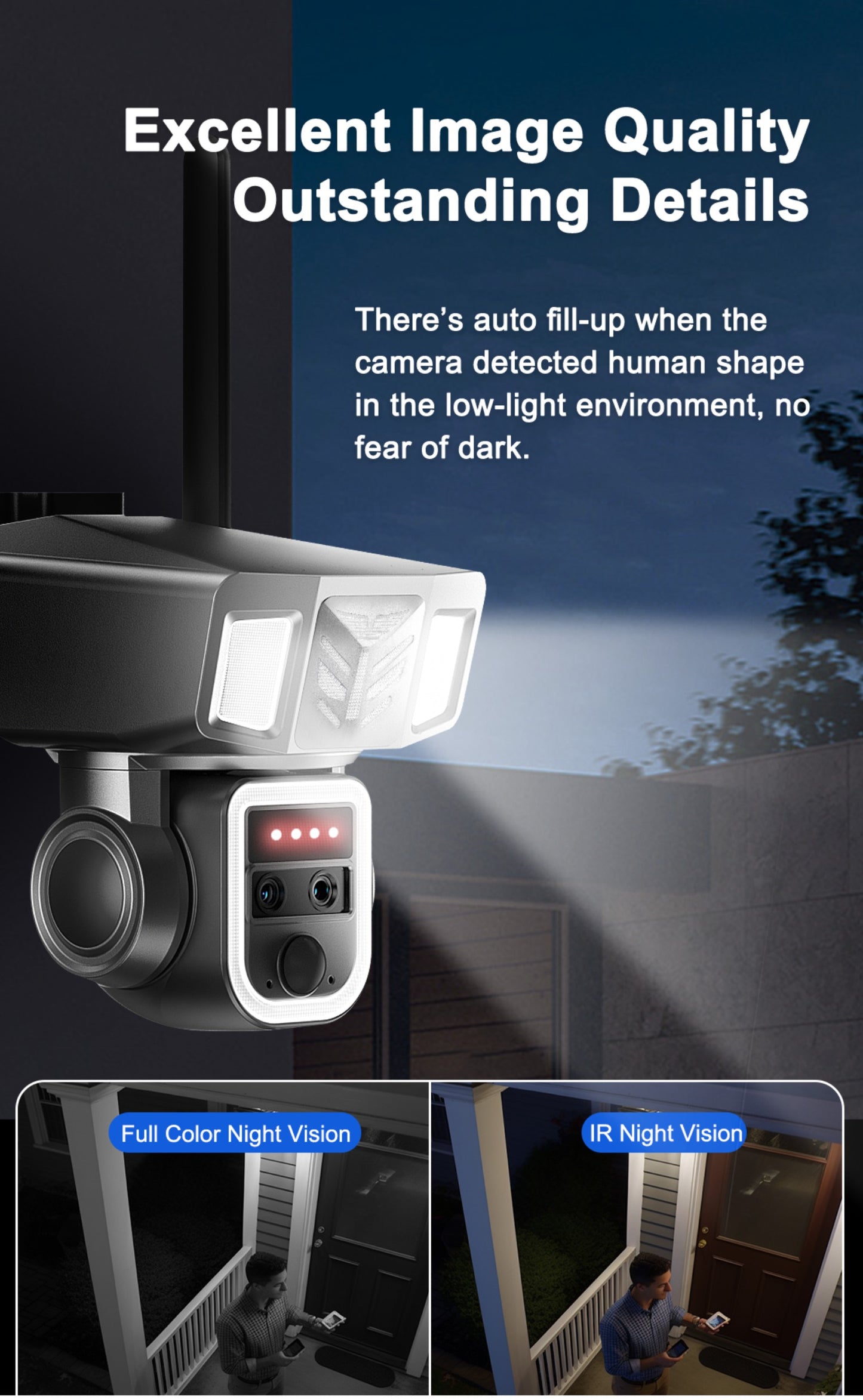 كروني Y7B 4G-4K-8MP كاميرا شمسية مزدوجة العدسة مع تكبير مستمر