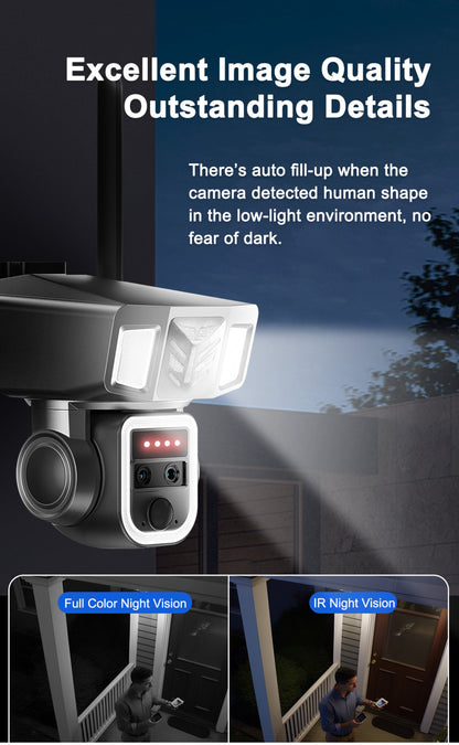 كروني Y7B 4G-4K-8MP كاميرا شمسية مزدوجة العدسة مع تكبير مستمر