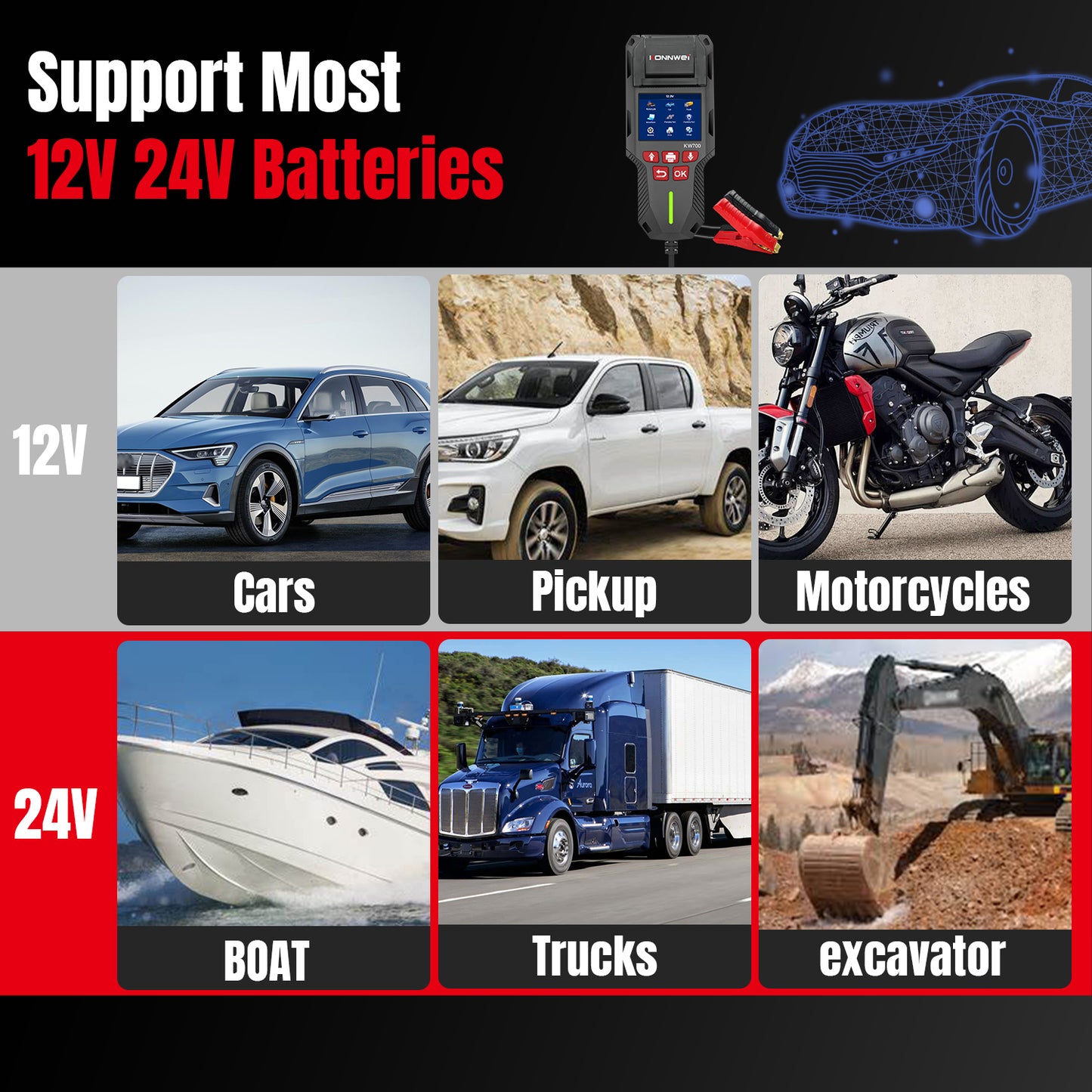 أداة فحص KONNWEI KW700 CAN OBD مع وظيفة الطباعة