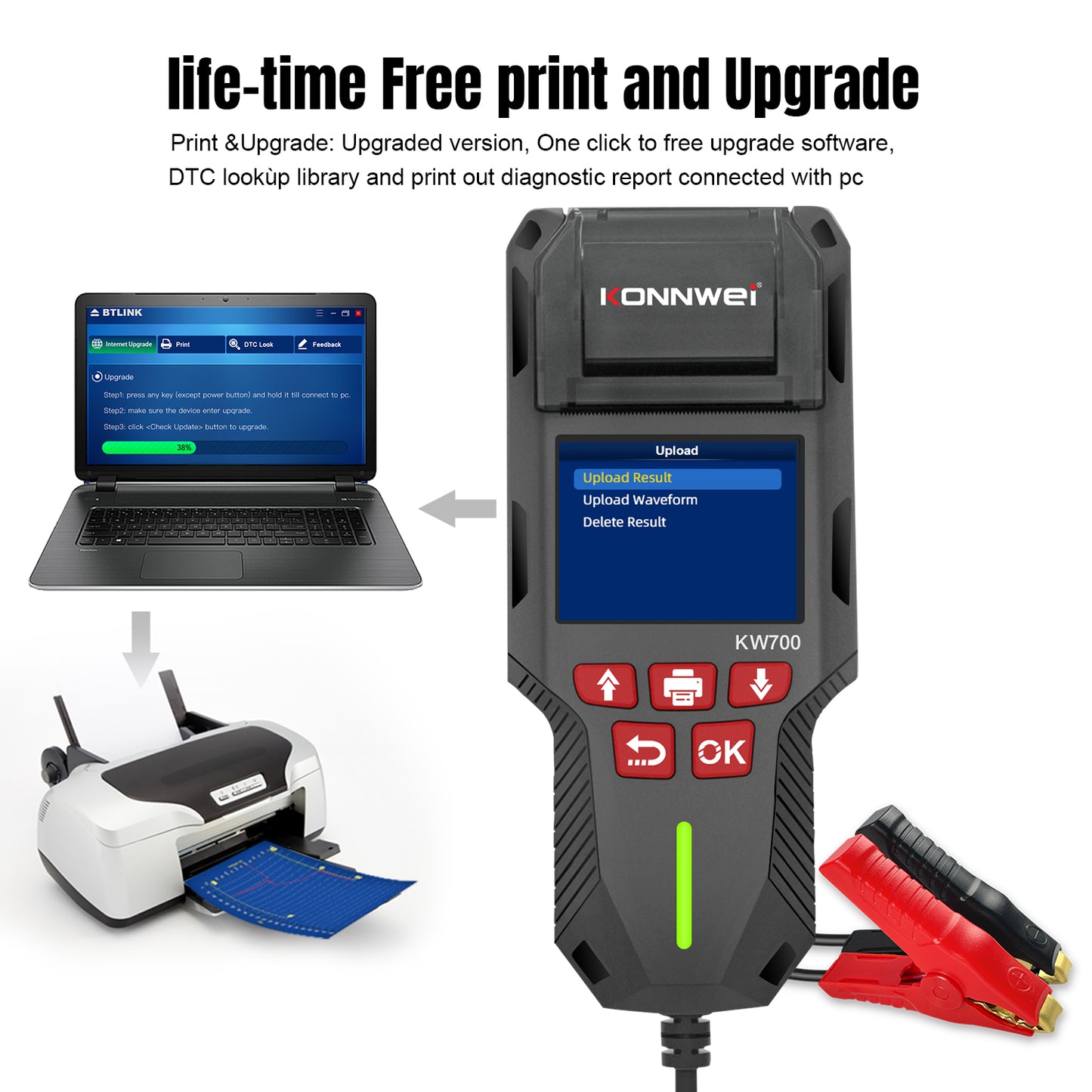 أداة فحص KONNWEI KW700 CAN OBD مع وظيفة الطباعة