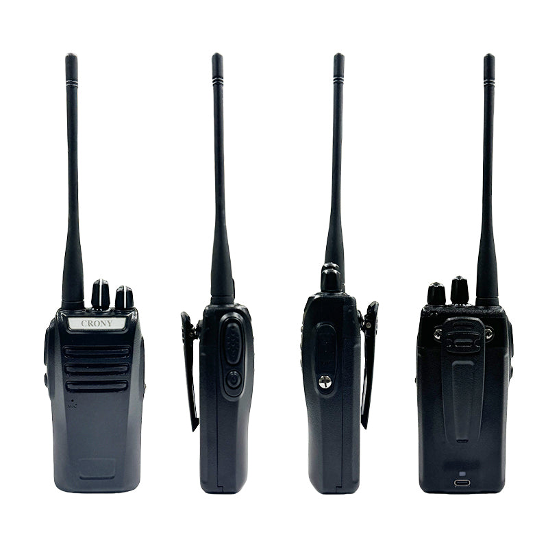 كروني 5W CY-810 TPYE-C جهاز اتصال لاسلكي محمول يدوي مدني ثنائي الاتجاه 3-5 كم أسود جهاز اتصال لاسلكي محمول