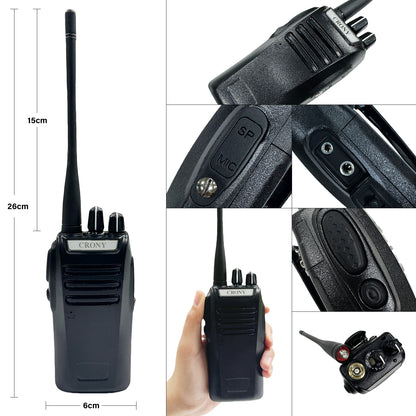كروني 5W CY-810 TPYE-C جهاز اتصال لاسلكي محمول يدوي مدني ثنائي الاتجاه 3-5 كم أسود جهاز اتصال لاسلكي محمول