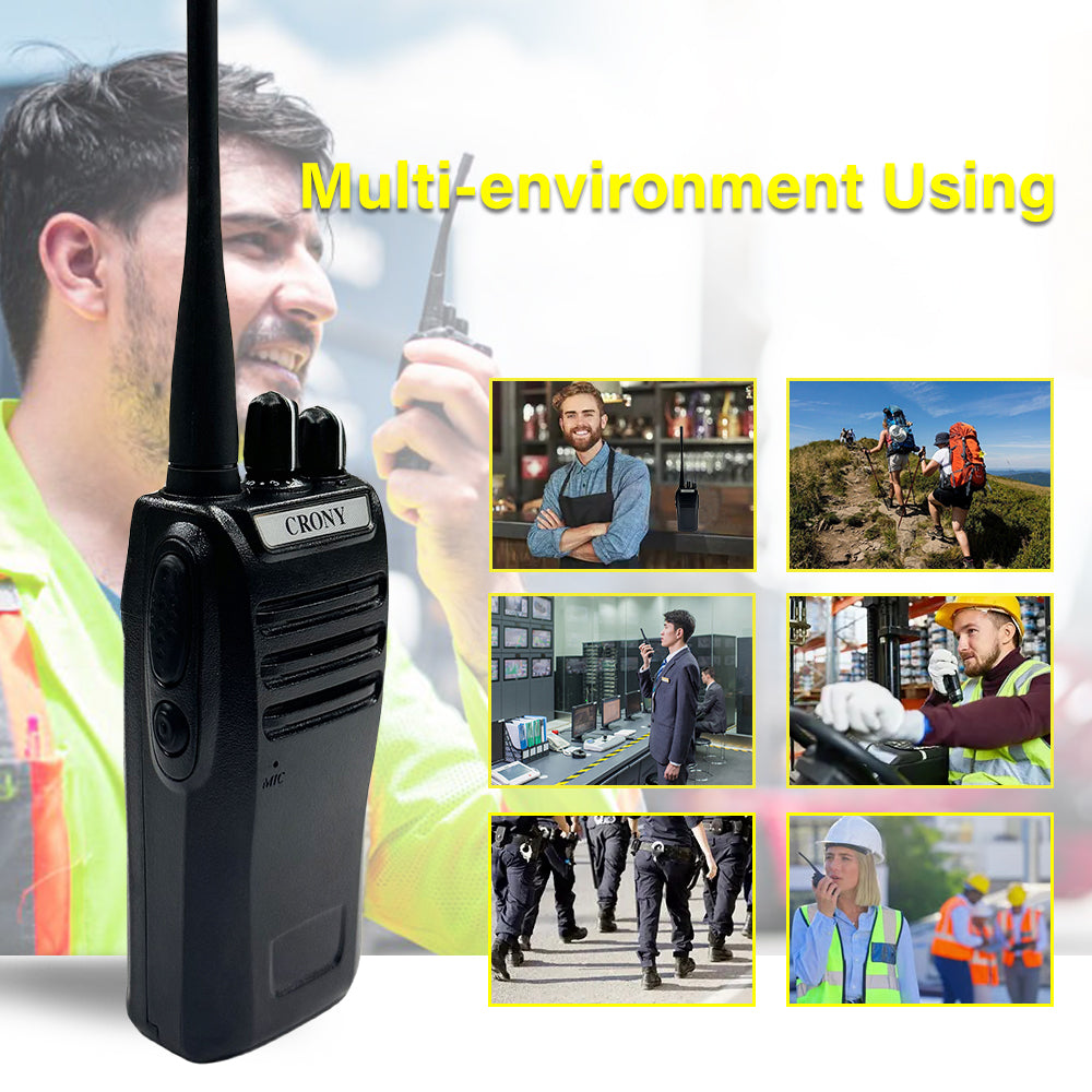 كروني 5W CY-810 TPYE-C جهاز اتصال لاسلكي محمول يدوي مدني ثنائي الاتجاه 3-5 كم أسود جهاز اتصال لاسلكي محمول
