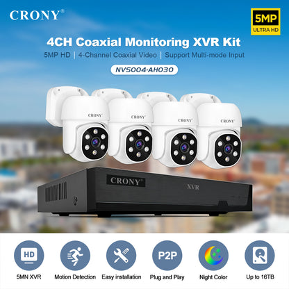 CRONY NVS004-WIFI-5MP 4CH XVR مجموعة كشف الحركة رؤية ليلية ملونة كاملة صوت ثنائي الاتجاه