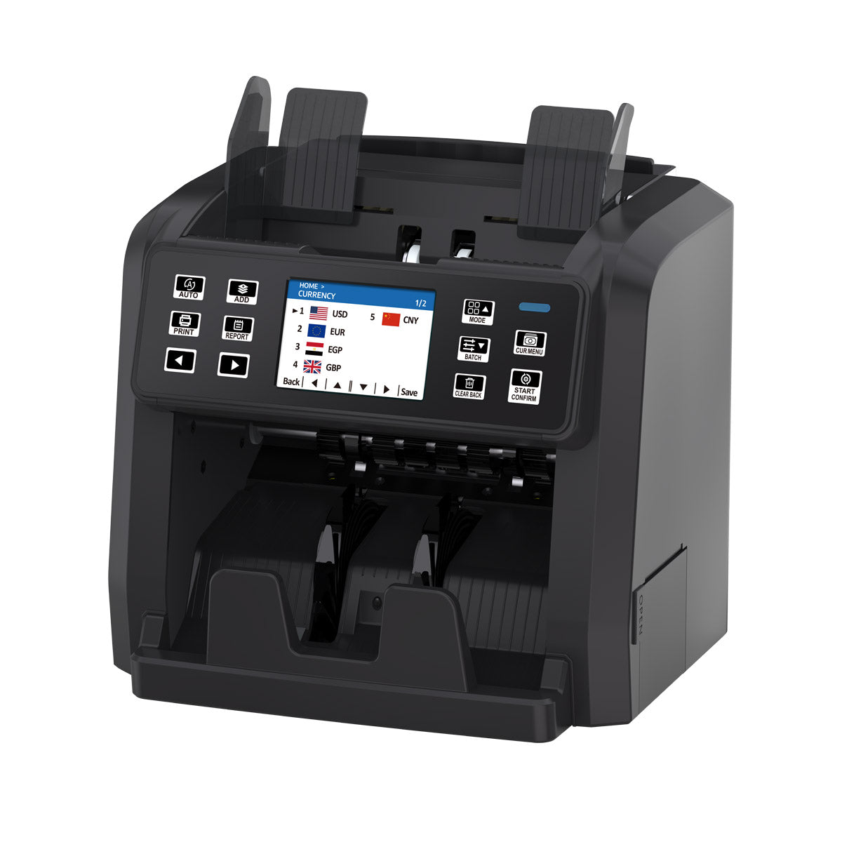 جهاز فرز الأوراق النقدية CRONY P96 مع طابعة مدمجة، كشف متعدد العملات، شاشة LCD، صيانة بسيطة، ترقية عبر USB، مدققات الأوراق النقدية