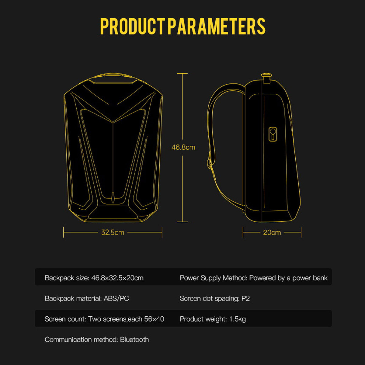 CRONY حقيبة ظهر بشاشة LED رينجر الوحيد حقيبة ظهر بشاشة LED حقيبة ظهر إعلانية نمط مخصص