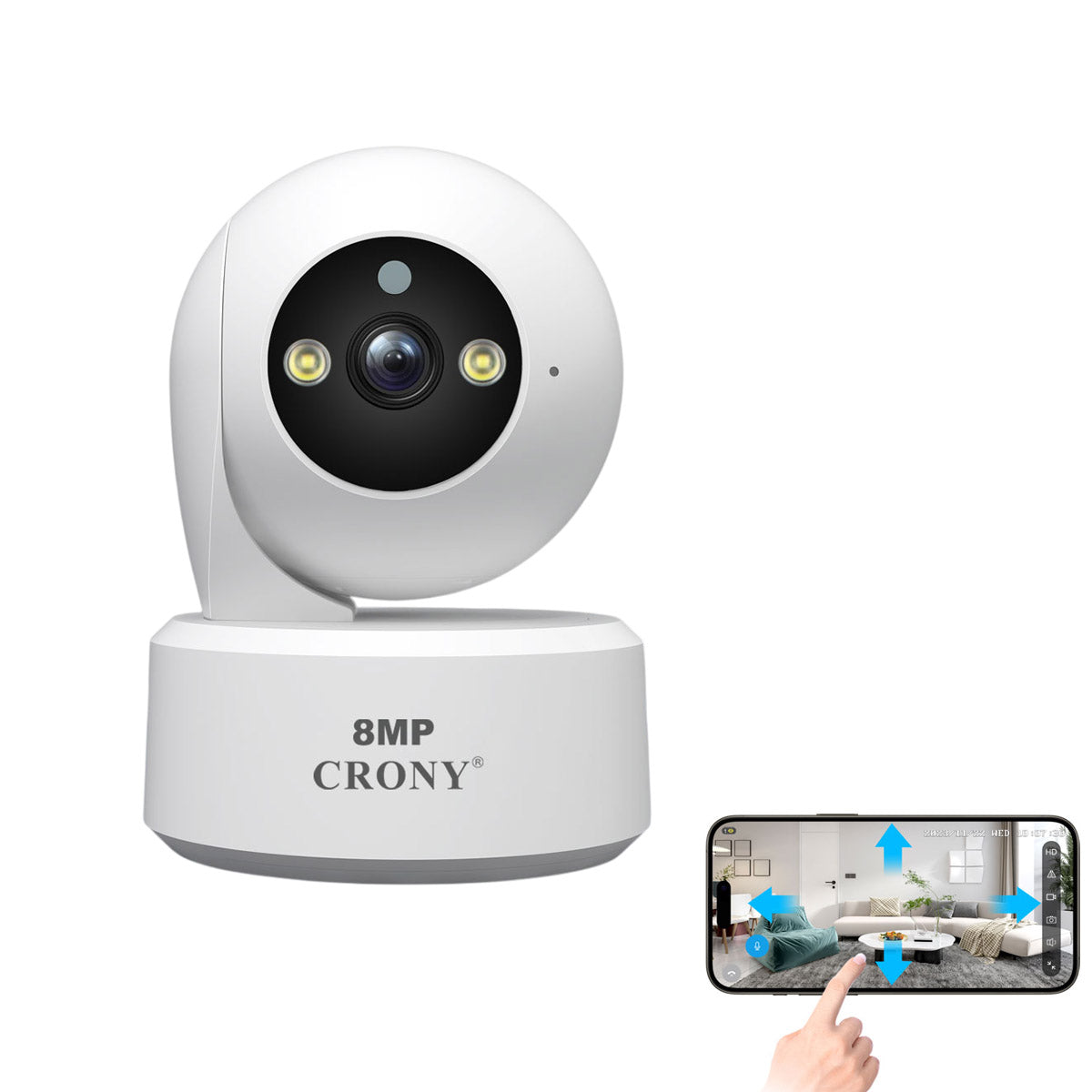 كاميرا أمان داخلية CRONY SH064 بدقة 8 ميجابكسل، كاميرا مراقبة واي فاي مع صوت ثنائي الاتجاه، رؤية ليلية، تتبع بشري، 5G، شبكة مزدوجة، جهاز مراقبة أطفال لاسلكي